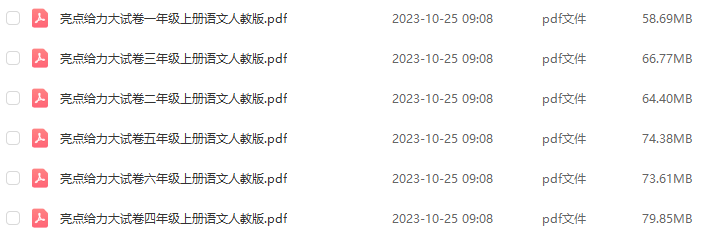 1-6年級2023秋季版《亮點給力大試卷》語文人教版上冊【含答案解析】