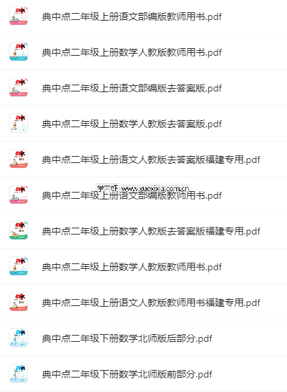 小學1-6年級典中點各科各版本電子版下載 含福建專版